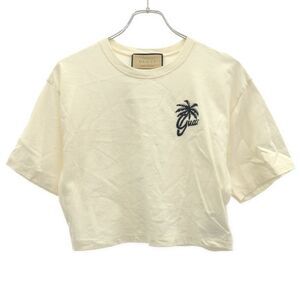 Gucci Palm Tree Embroidery Cropped T-shirt White S